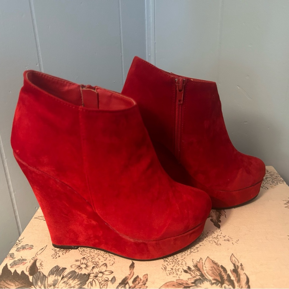 Red heeled boots
